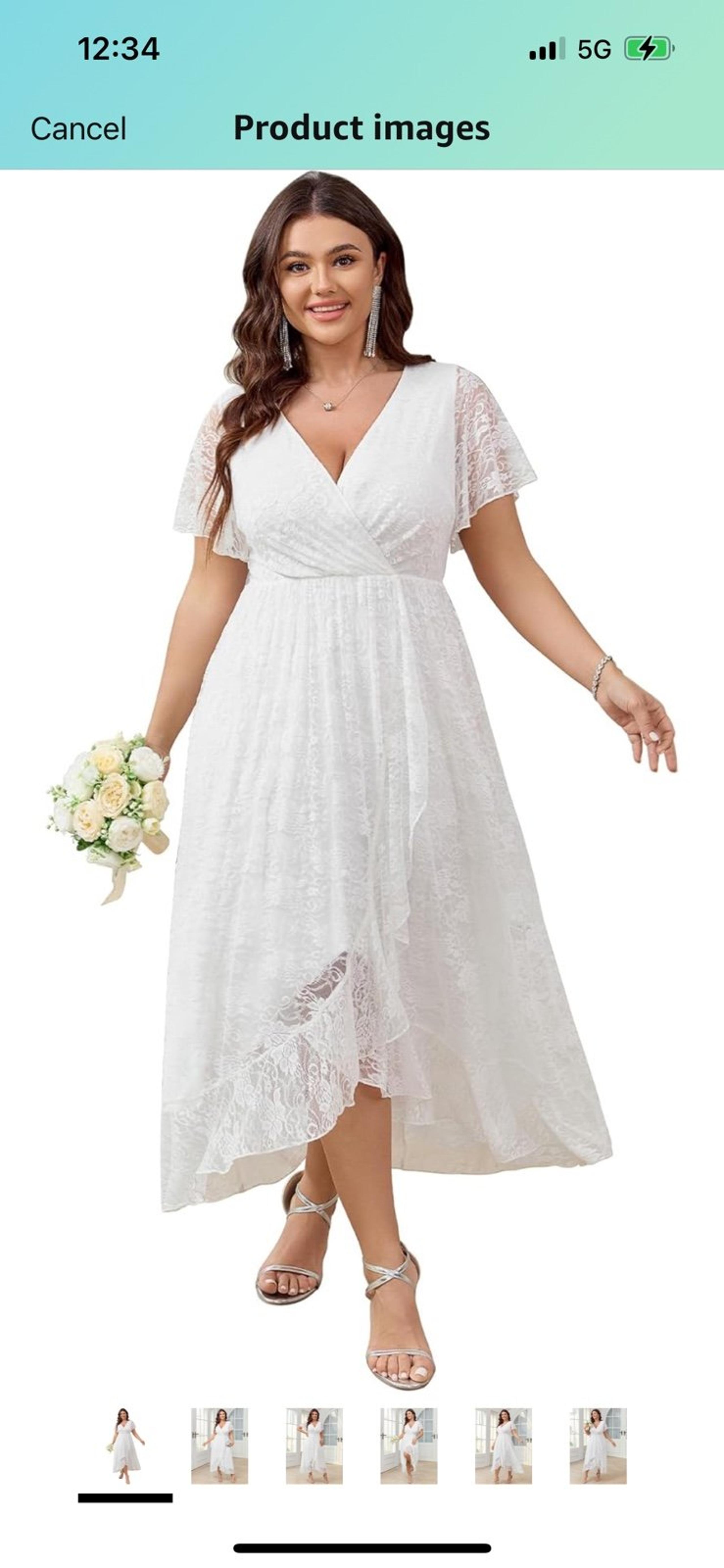 Womens Wedding Guest Dress Formal Lace Wrap V Neck High Low Short Slee