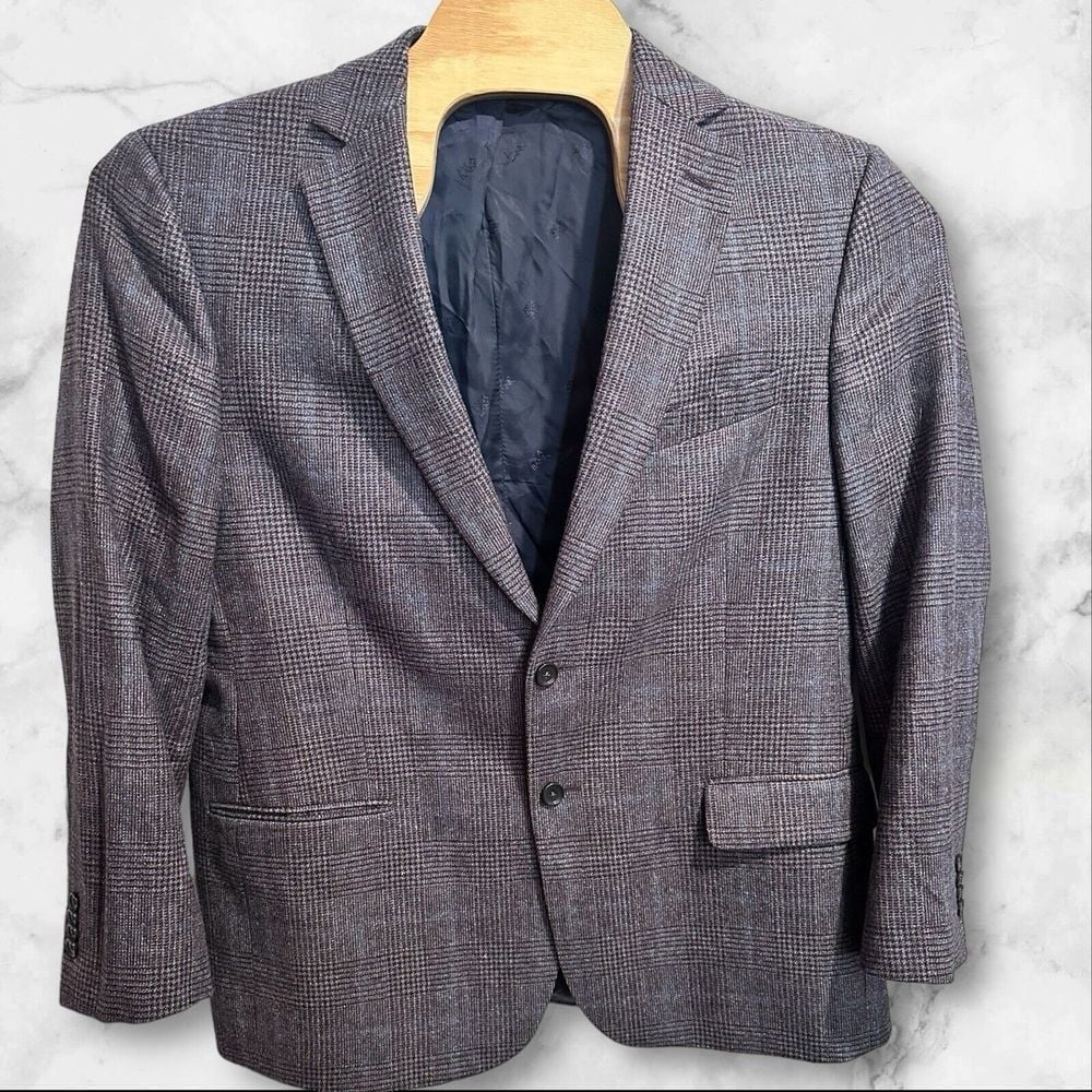 JOS A BANK Reserve Men's Tailor Fit Soft Shoulder 44R Gray Blue Wool Blazer
