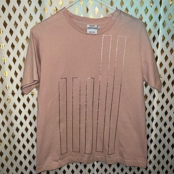 Good American Blush Pink Linear Foil Graphic T-Shirt size 1