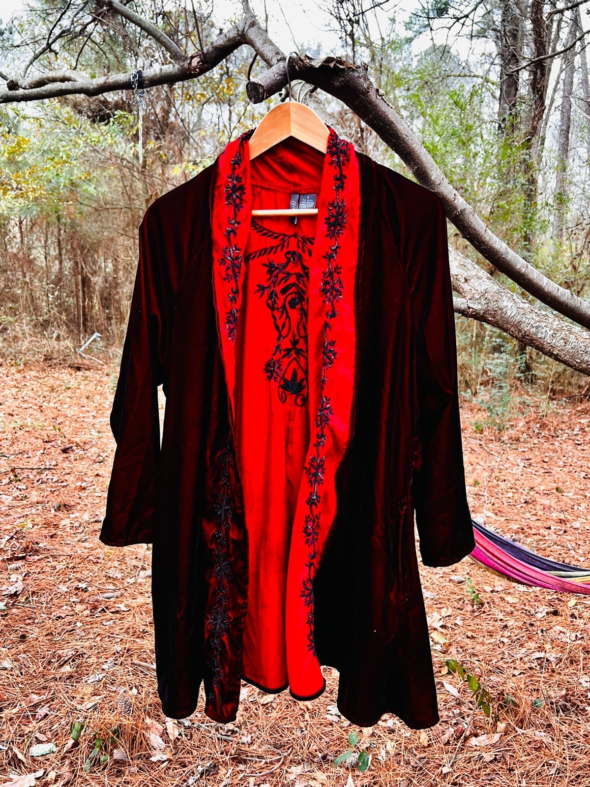 Red velvet kimono