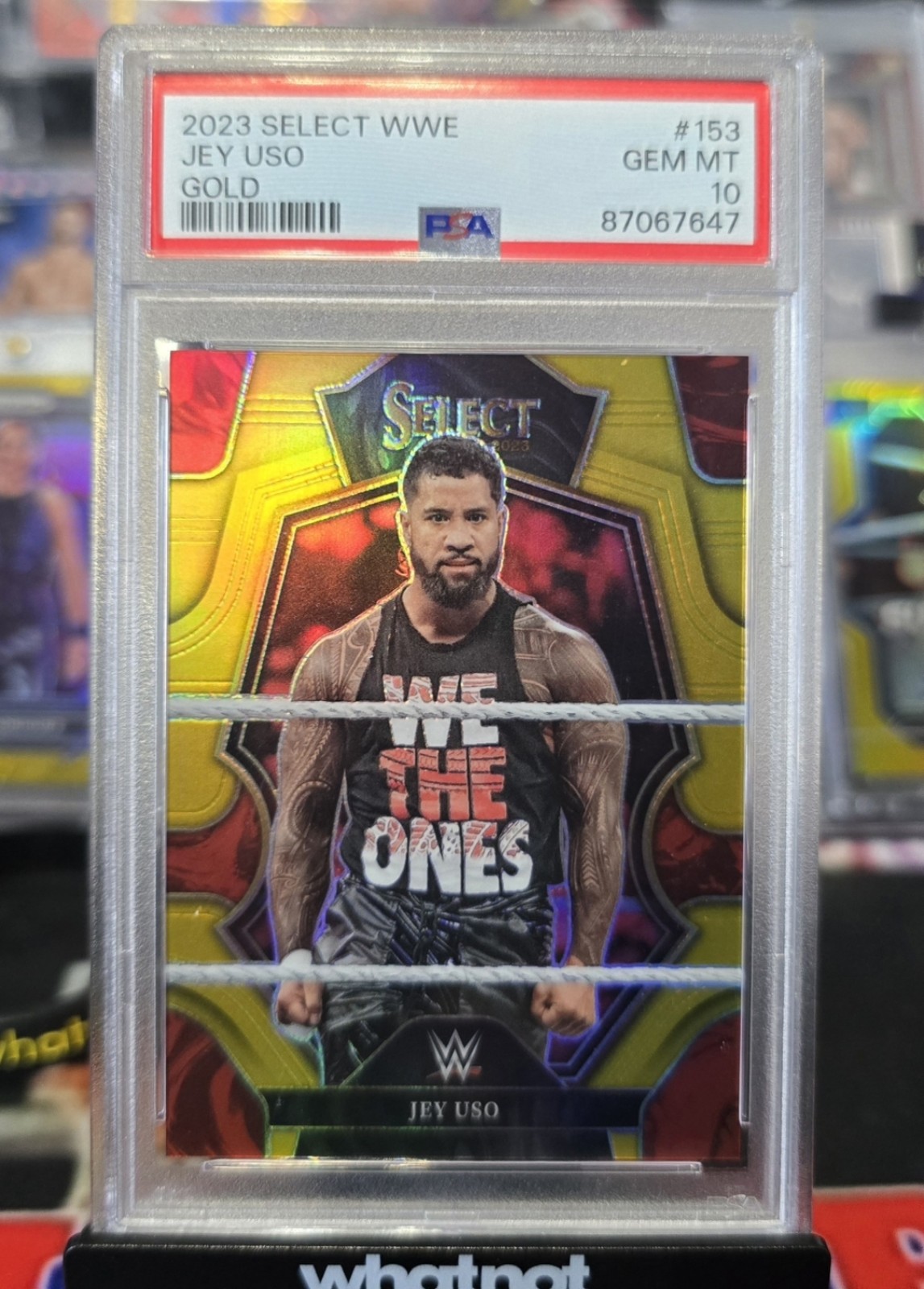 Jey Uso 2023 Panini Select WWE Premier Level Gold wave #d /10 PSA 10