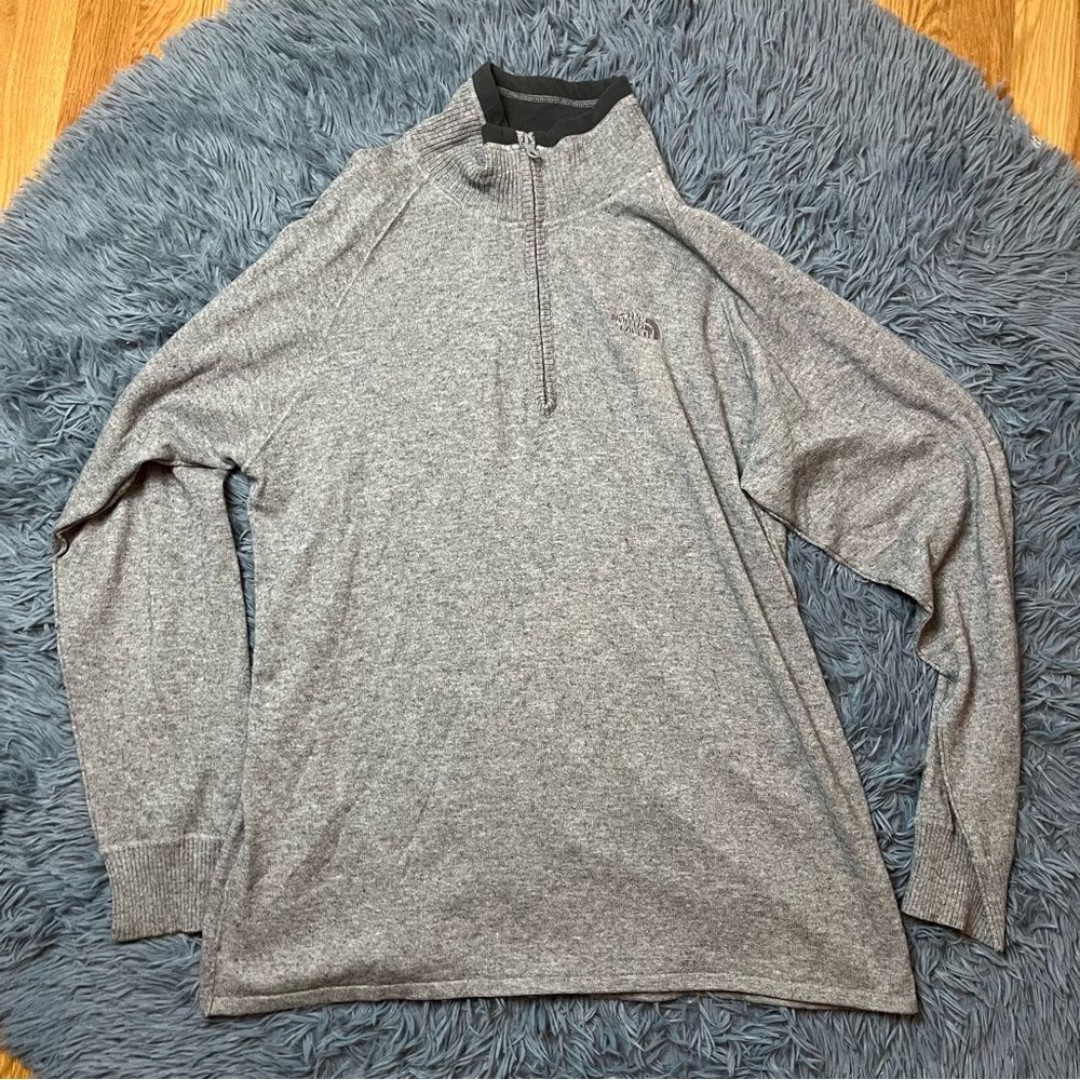 The North Face Cotton Wool Gray Men’s Quarter Zip Pullover Sweater Size L