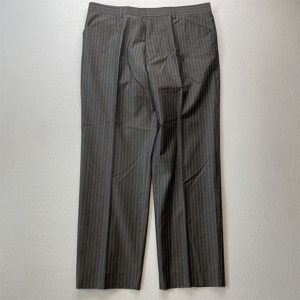 Vtg HUGO BOSS 38x32 Brown Stripe Deacon Wool Cotton Mens Dress Pants