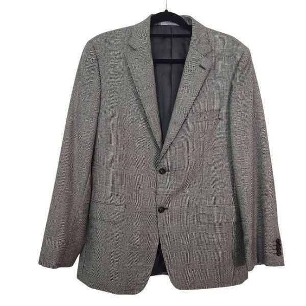 Lauren Ralph Lauren Houndstooth Plaid Sport Coat 40R Preppy Wedding Guest Jacket