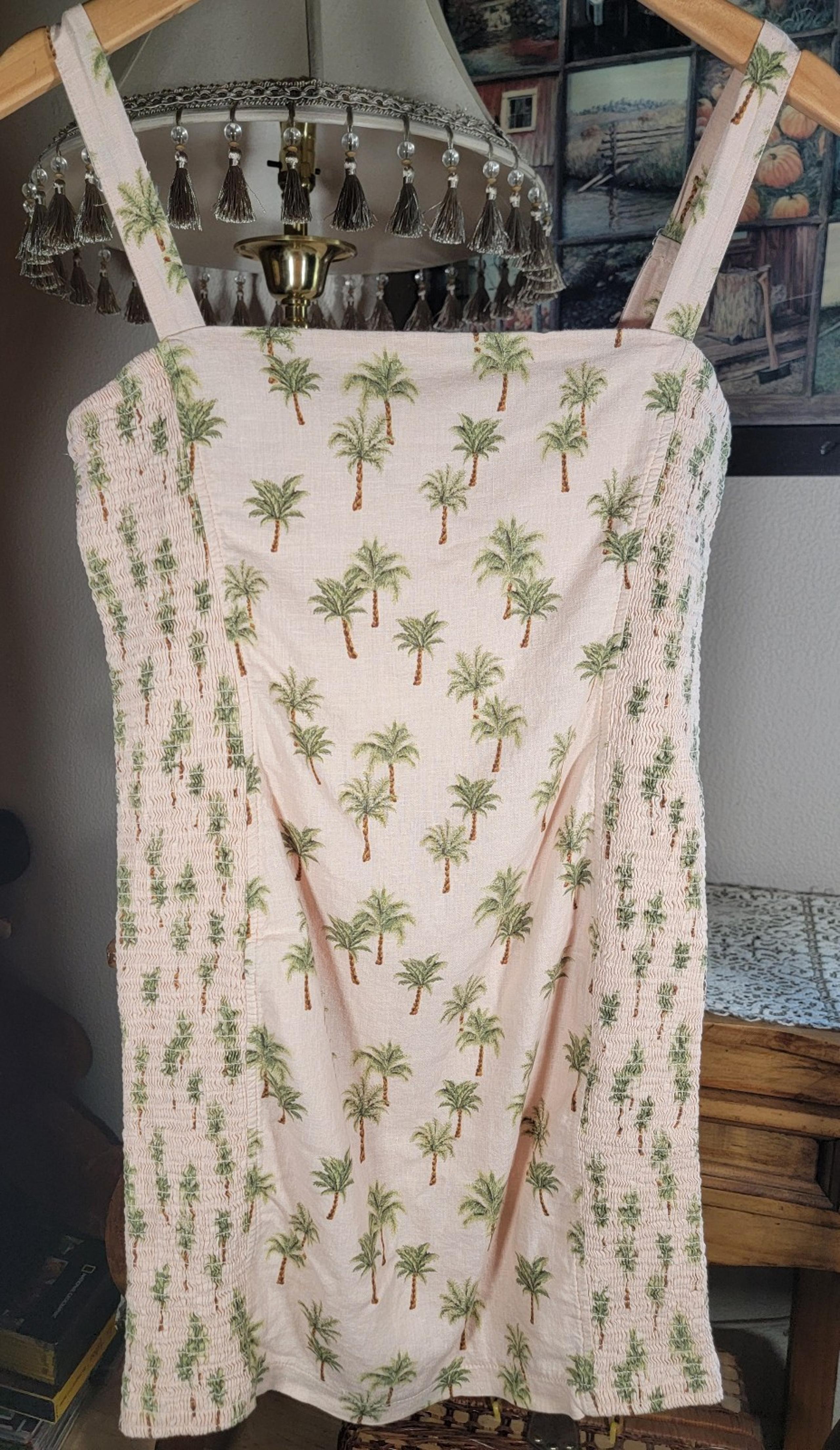 Robin K Tropical Palm Tree Mini Dress Size L