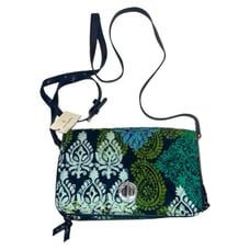 New Vera Bradley Green & Blue Paisley/Floral Turn Lock Crossbody Bag
