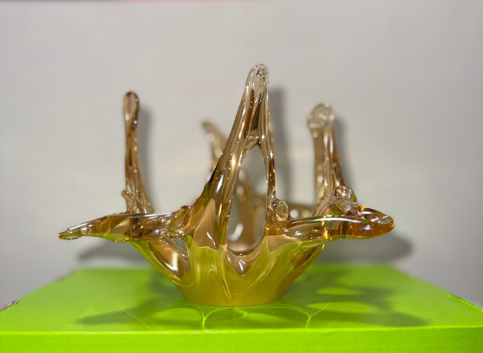 Vintage Murano Vetro Eseguito Midcentury Art Glass Webbed Sculpture Bowl
