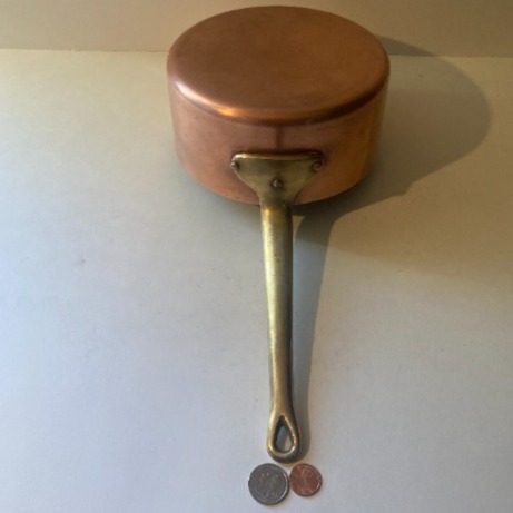 Vintage Metal Copper Cooking Pot, Pan, Heavy Duty, Quality, 13 Long and 6 1/2