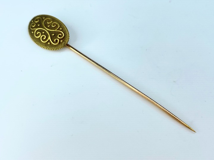 Antique 18 Karat gold stick pin by Day, Clark & Co. 2 5/8 2.4g JR8683