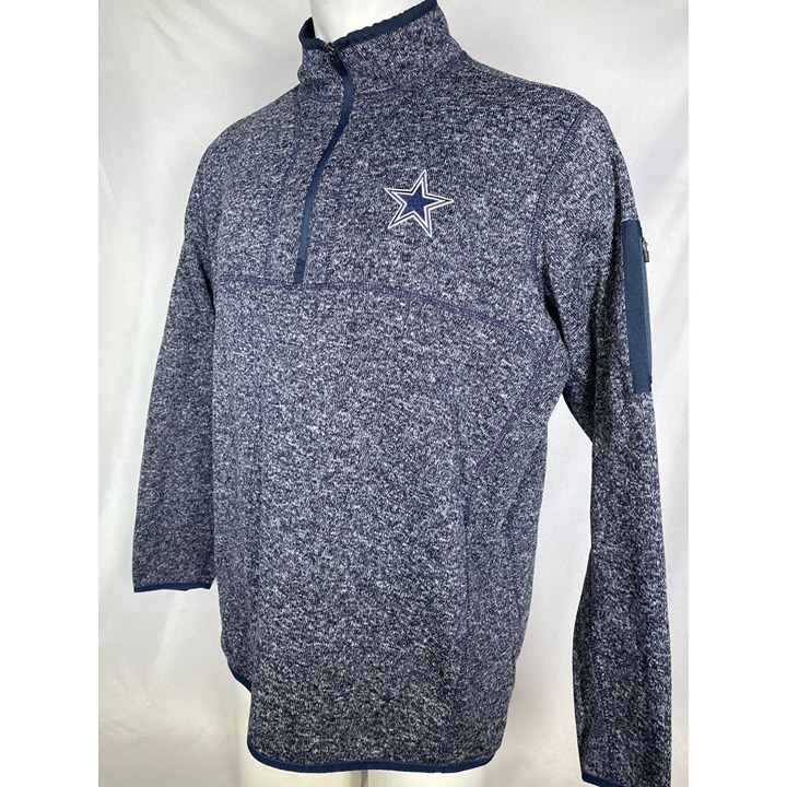 Dallas Cowboys Antigua Heathered Navy Fortune 1/4 Zip Pullover Jacket Men's XL