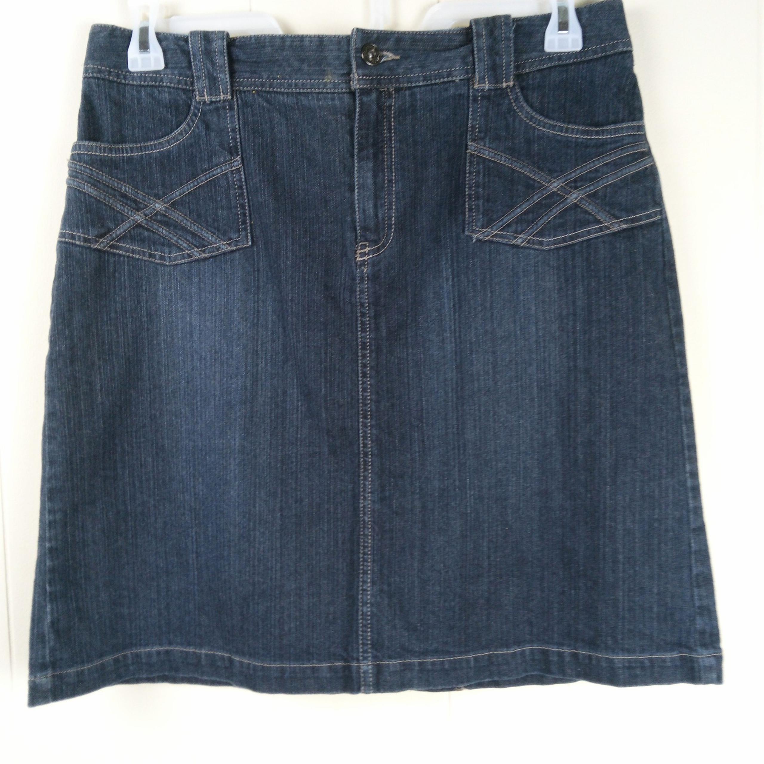 Sonoma Denim Jean Skirt Women Size 12 Blue Jean A-line Pockets Zip Closure Slit