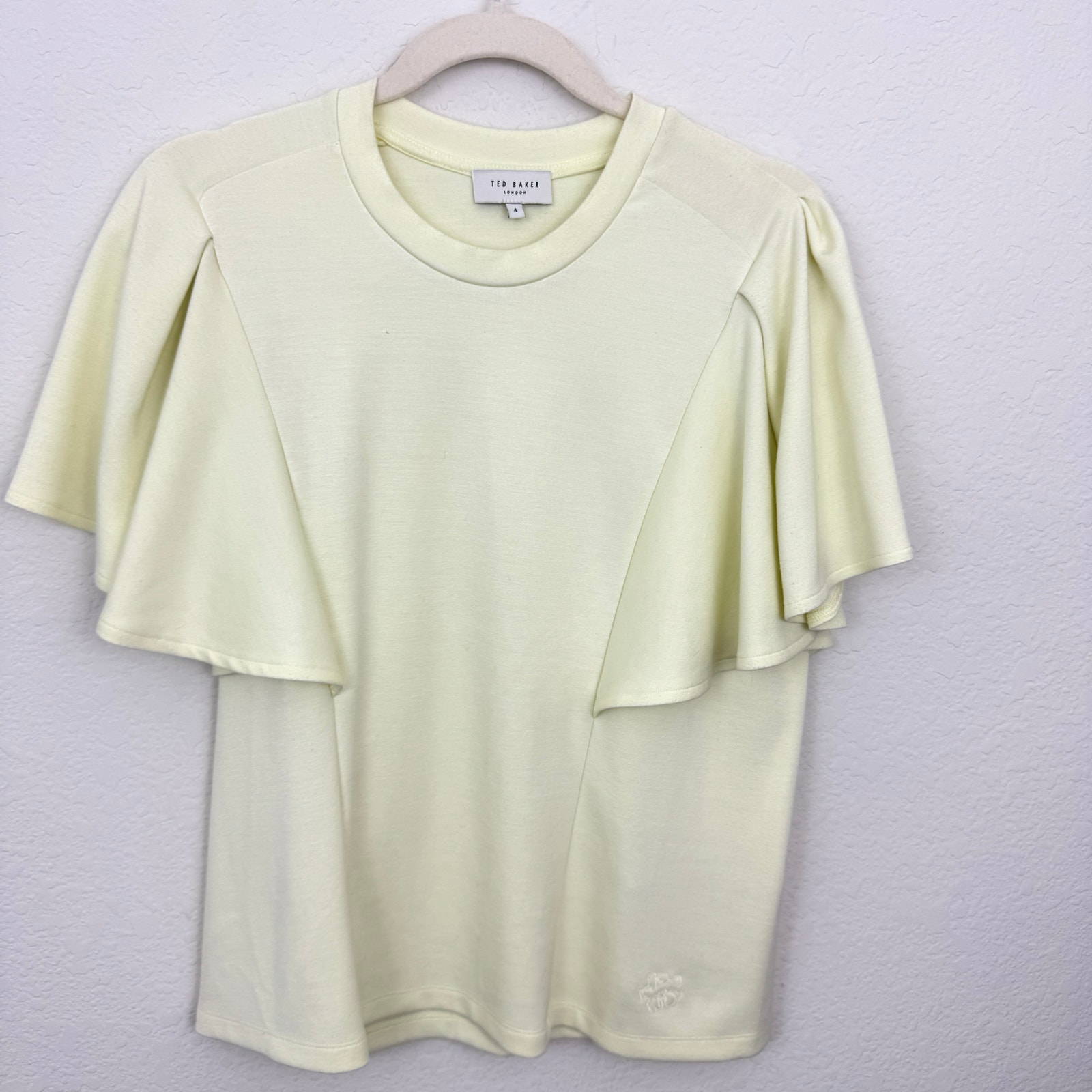 Ted Baker Womens Nikilaa Flutter Sleeve Top Blouse Size 10