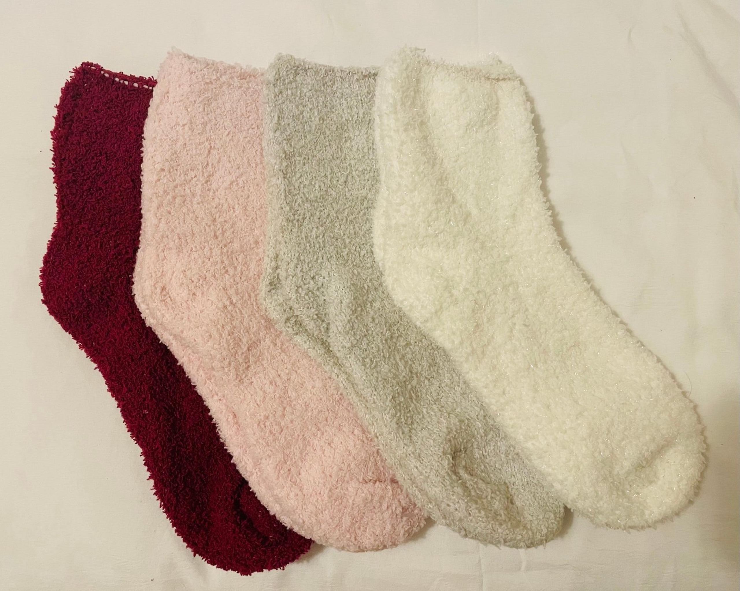 H&M Winter Fuzzy Socks Bundle in White, Baby Pink, Light Grey, and Burgundy