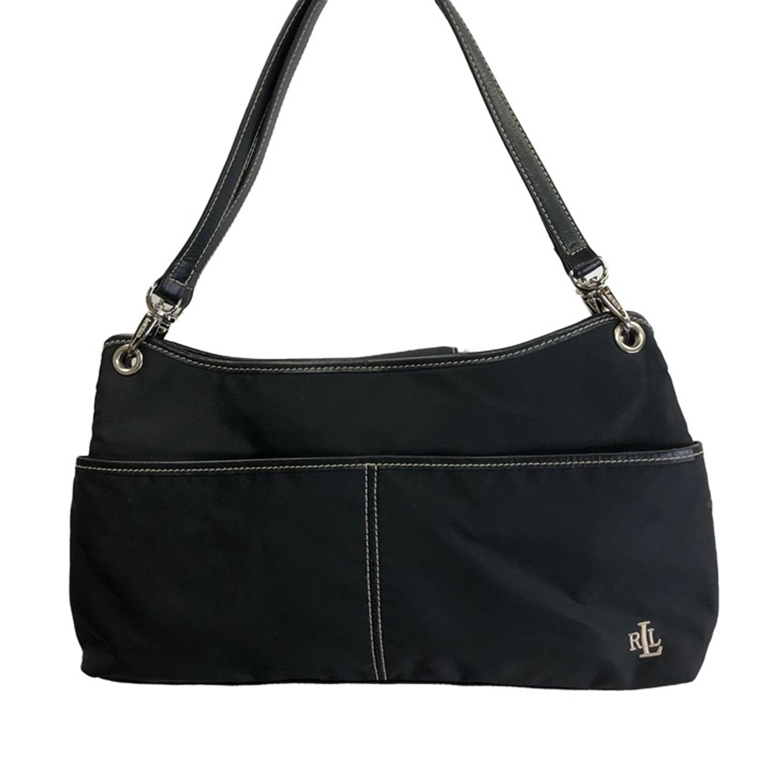 LAUREN RALPH LAUREN NYLON LEATHER SHOULDER HANDBAG