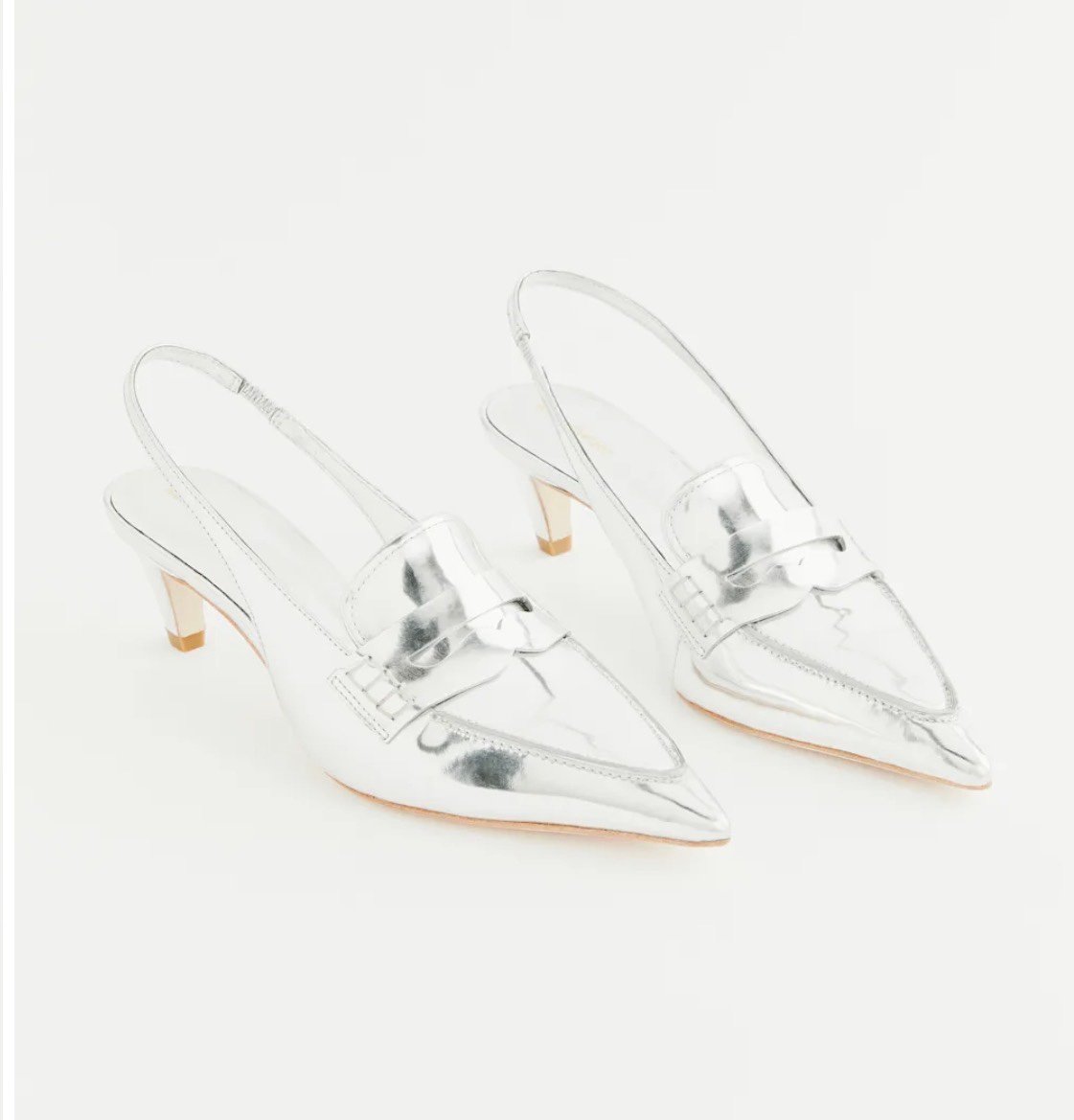 Reformation Mercy Slingback Heel in Mirror Mettalic