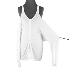 David Lerner NEW 115 Sz S White Cold Shoulder Cross Front Modal Blend Top
