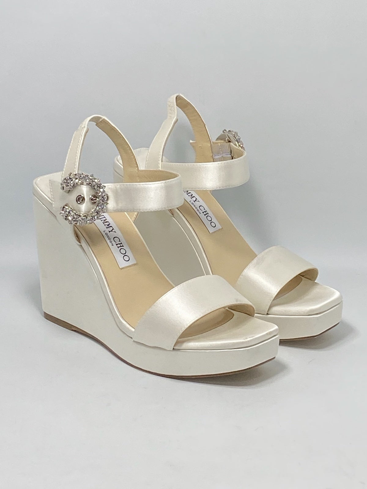 Jimmy Choo Mirabelle Satin Wedge Sandals size 38