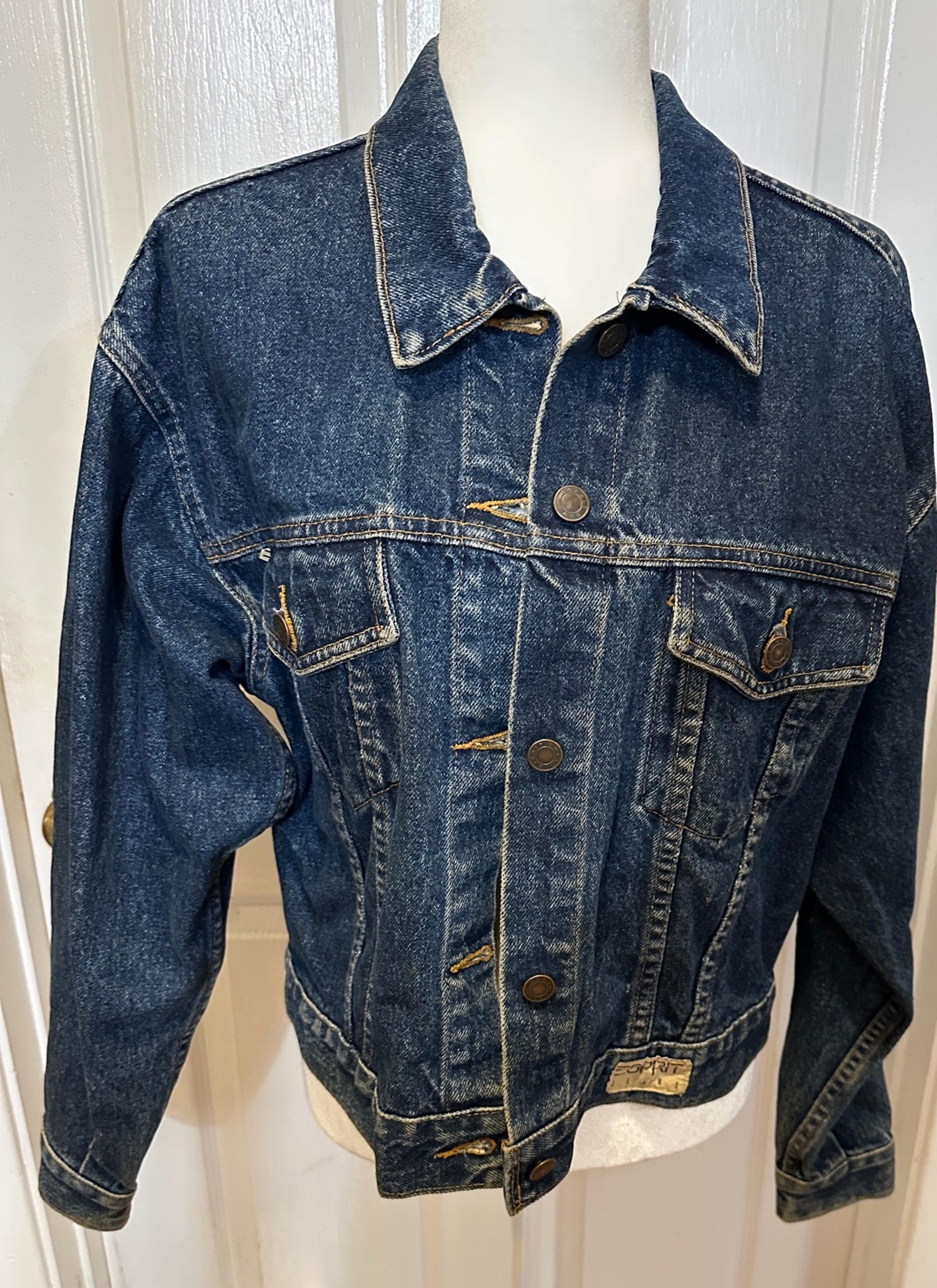 Espirit Jeans Long Sleeve  Blue Jean Distressed Denim Jacket Y2K Size M