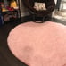 Baby Pink Round Area Rug 4x4, Soft Bedroom Circle Rugs Mats