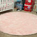 Baby Pink Round Area Rug 4x4, Soft Bedroom Circle Rugs Mats