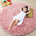 Baby Pink Round Area Rug 4x4, Soft Bedroom Circle Rugs Mats