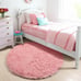Baby Pink Round Area Rug 4x4, Soft Bedroom Circle Rugs Mats