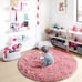 Baby Pink Round Area Rug 4x4, Soft Bedroom Circle Rugs Mats