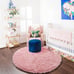 Baby Pink Round Area Rug 4x4, Soft Bedroom Circle Rugs Mats