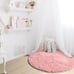 Baby Pink Round Area Rug 4x4, Soft Bedroom Circle Rugs Mats