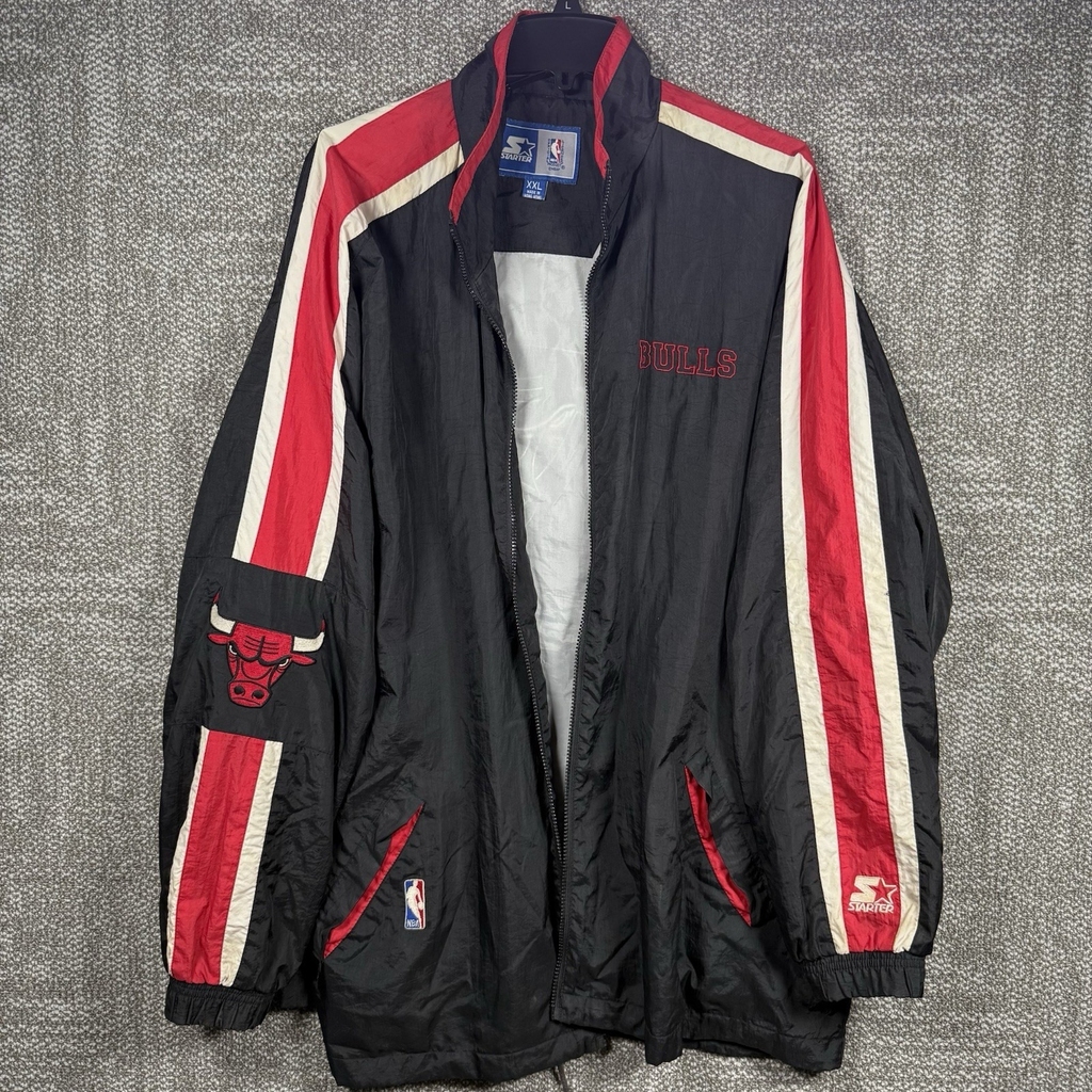 Vintage Starter Chicago Bulls Full Zip Windbreaker Jacket Mens 2XL Embroidered