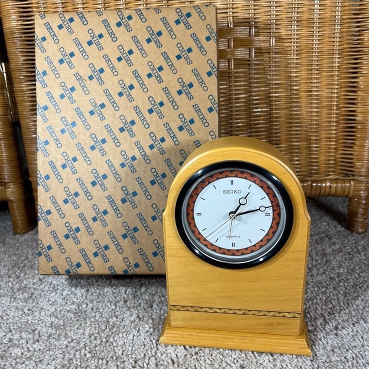Vintage Seiko wood table mantle clock southwestern NEW in box NIB NWT
