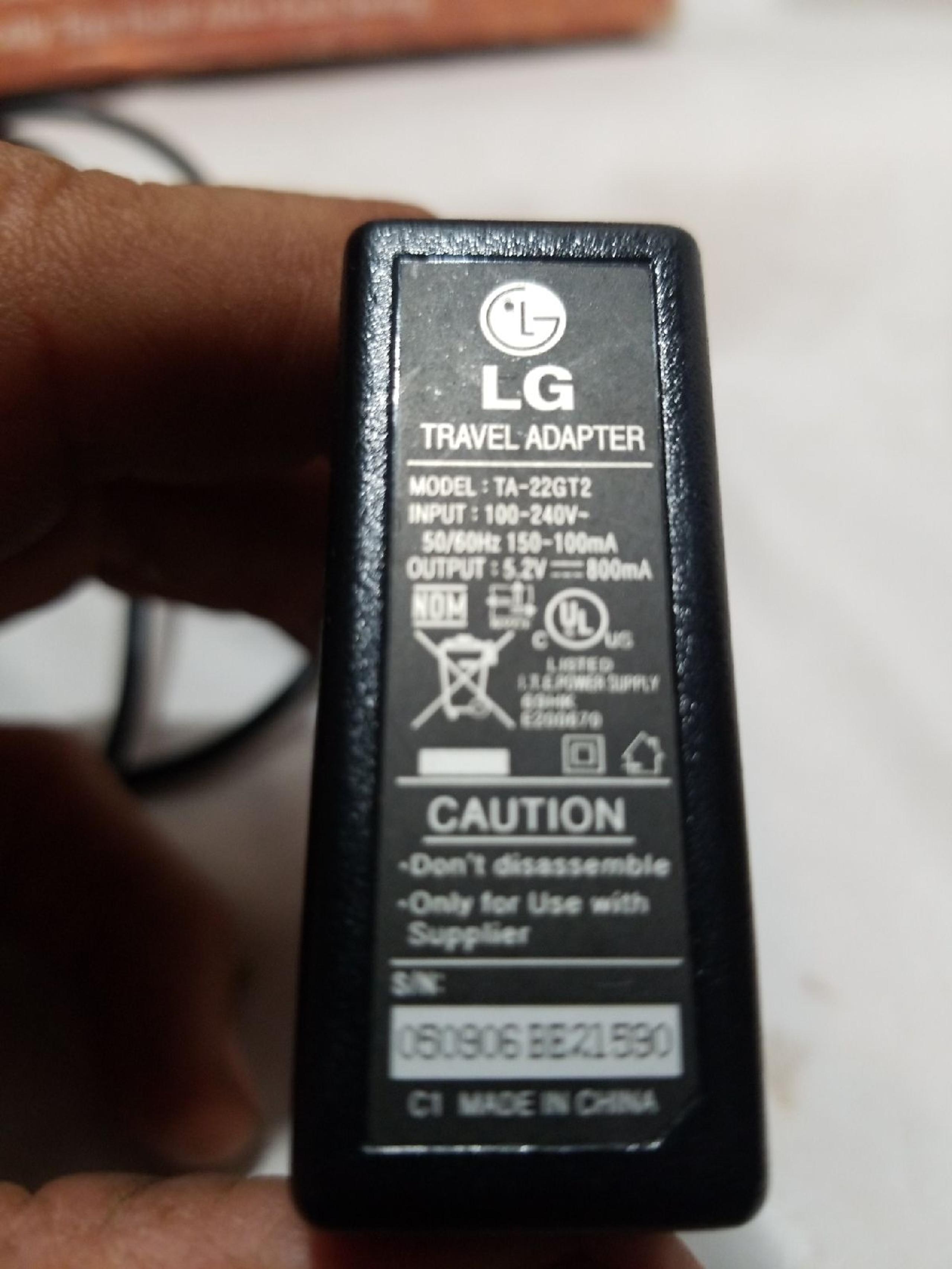 LG TRAVEL ADAPTER Ta-22gt2 model