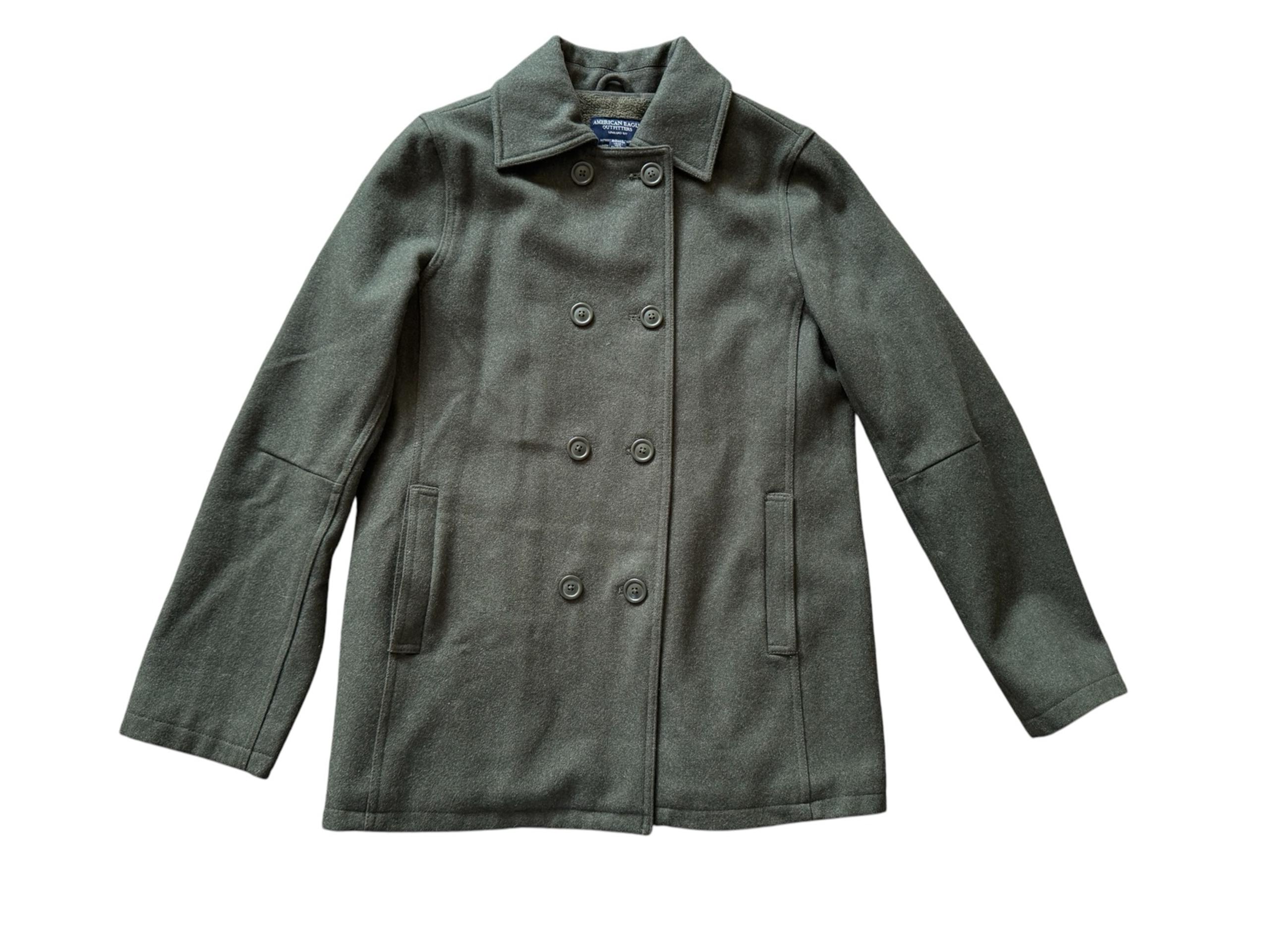 American Eagle Hunter Green Wool pea Coat Women Size Small EUC