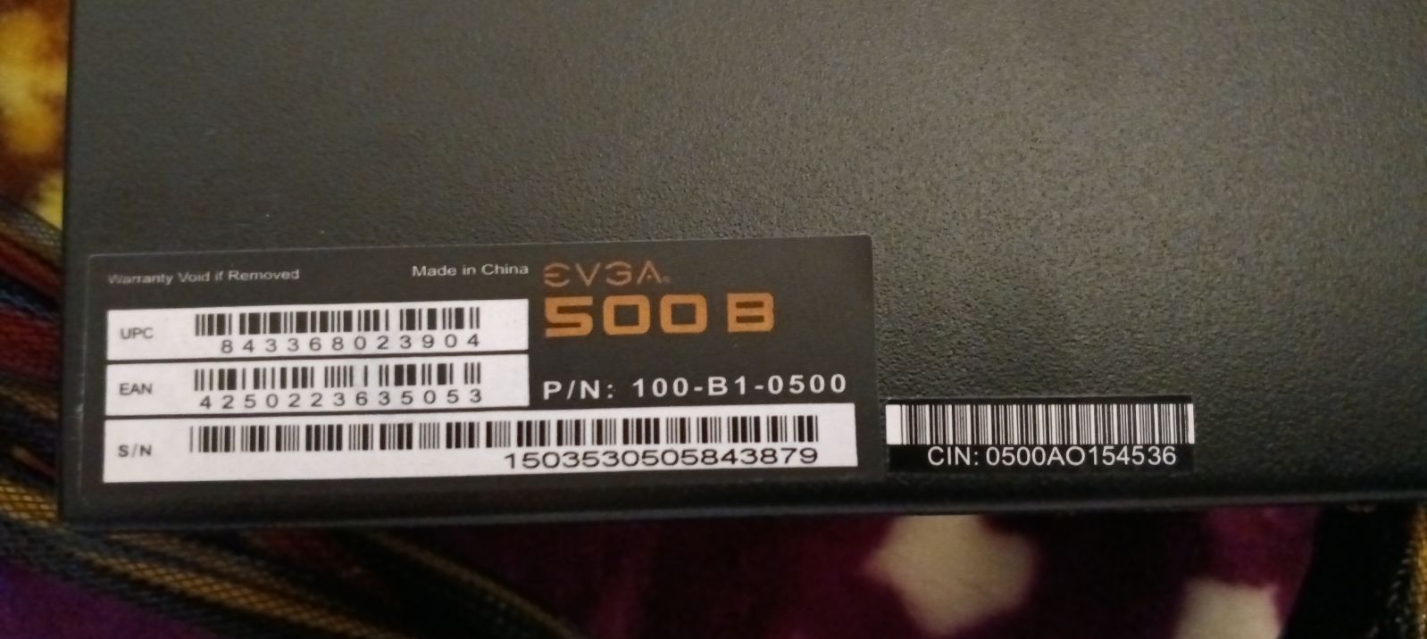 EVGA 500B 500W Power Supply PSU - Comp w/ All Cables + Box