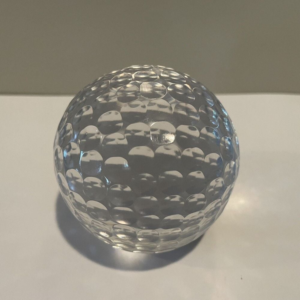 Badash Crystal Golf Ball Paperweight 3 with indented texture