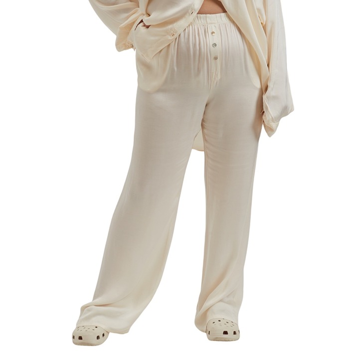 DONNI Silky Pant Size XXL Cream High Rise Loose Straight Leg