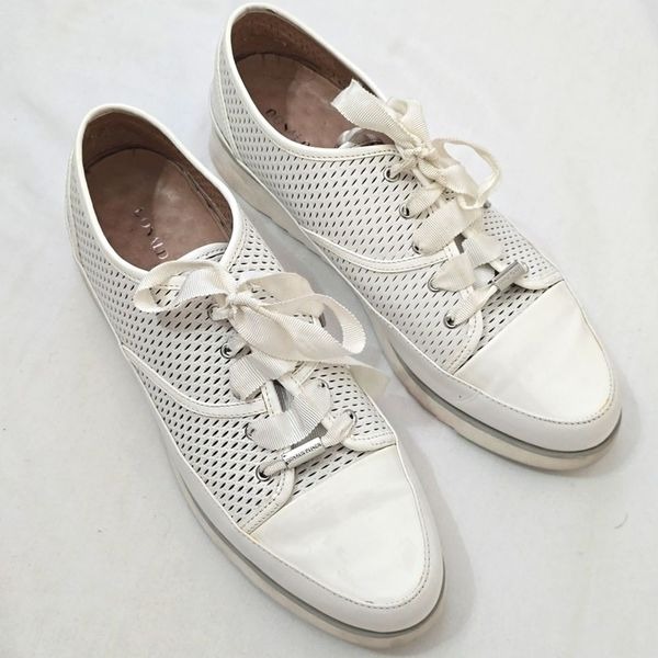 Donald J Pliner Flipp Gray Perforated Low Tip Platform Sneakers Size 11