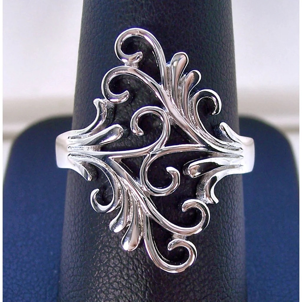 Size 10, 925 STERLING SILVER Unique Swirls High Polished Ring