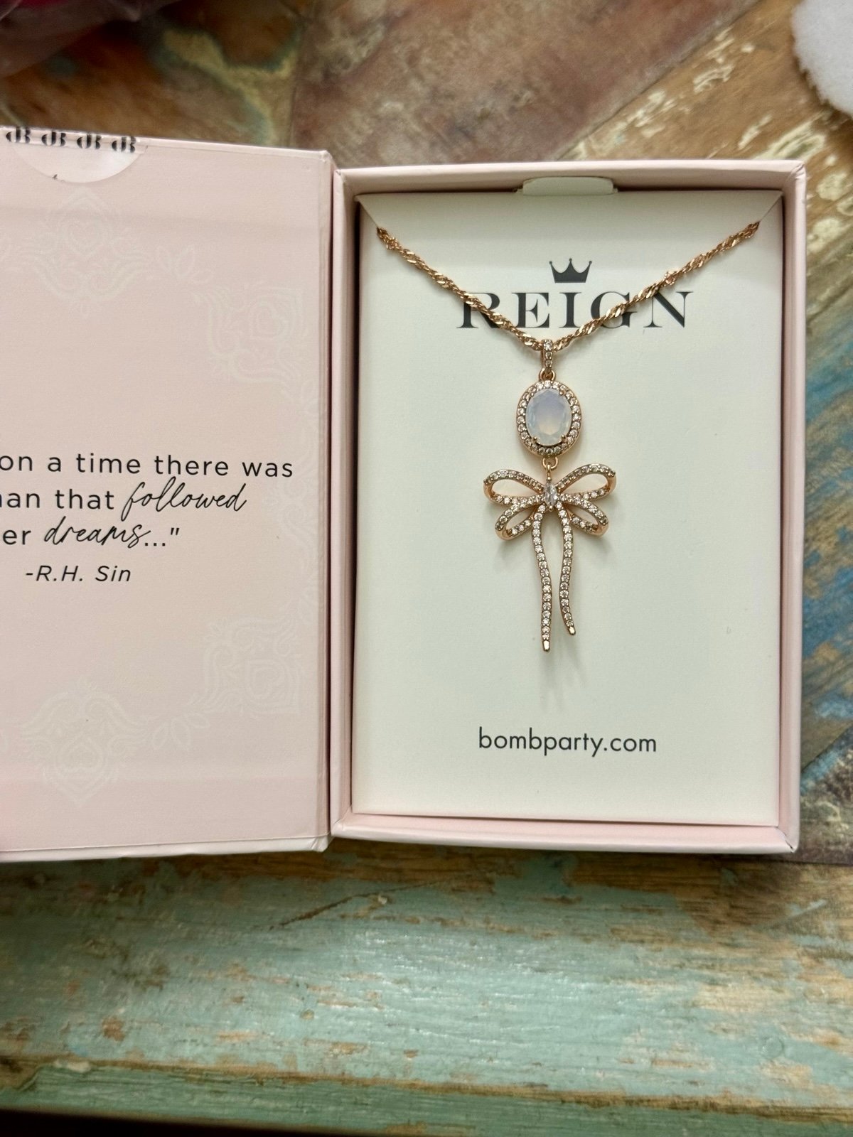 Bomb Party Reign Princess “Sealed With A Bow” Necklace. RBP7686