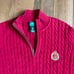 Womens Lauren Ralph Lauren 1/2 Zip Cable Knit Sweater Red Gold Emblem sz S