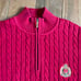 Womens Lauren Ralph Lauren 1/2 Zip Cable Knit Sweater Red Gold Emblem sz S