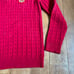 Womens Lauren Ralph Lauren 1/2 Zip Cable Knit Sweater Red Gold Emblem sz S