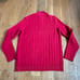 Womens Lauren Ralph Lauren 1/2 Zip Cable Knit Sweater Red Gold Emblem sz S