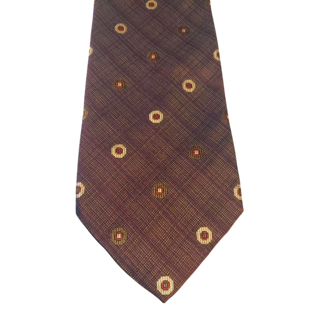 Emanuele Cravatte Limited Edition Mens Tie Necktie Luxury Purple Gold Geometric