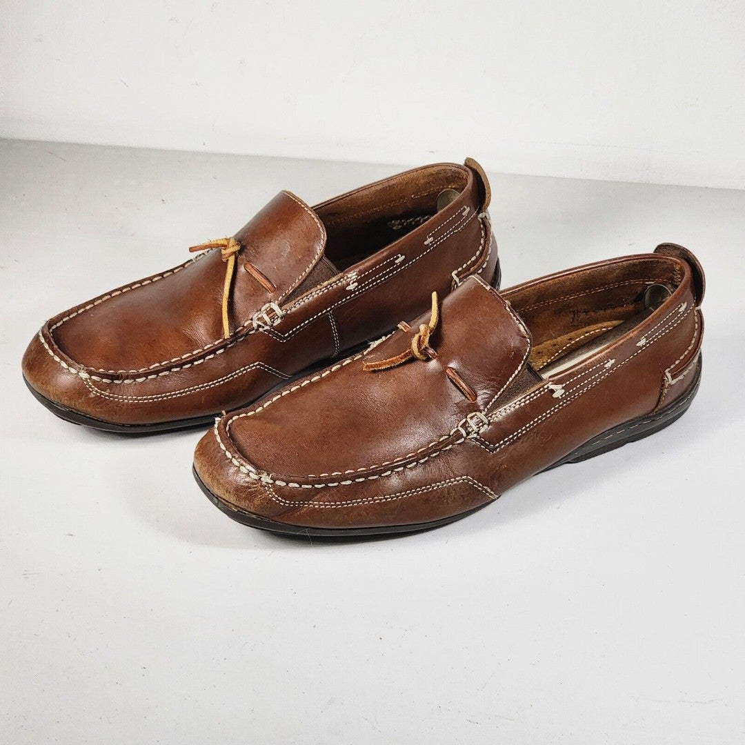 Florsheim University Tie 13155 Mens Brown Slip On Loafer Leather Shoes Sz 9.5 M