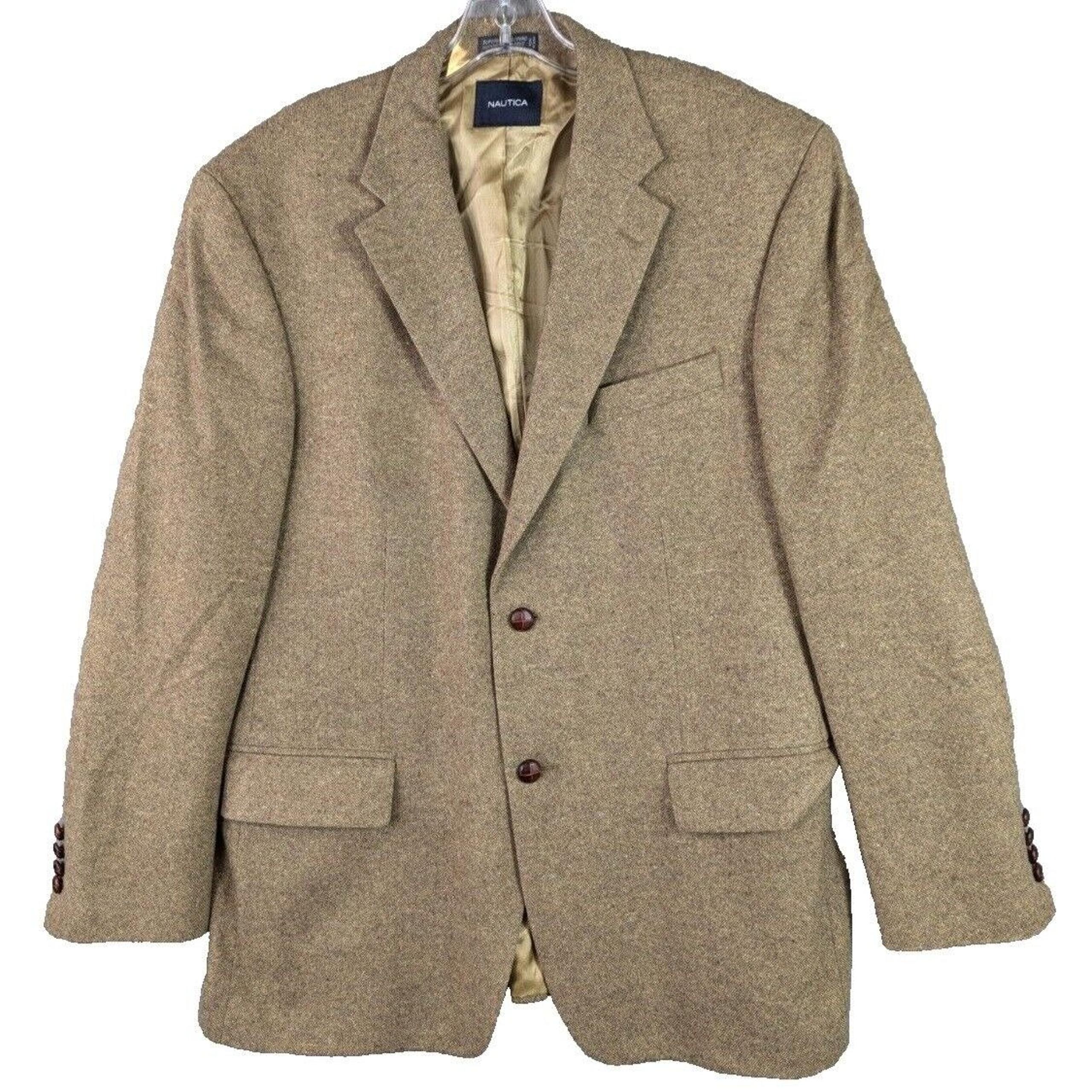 Nautica Sports Jacket Mens Sz 44R Brown Two Button Wool Office Career Old Money