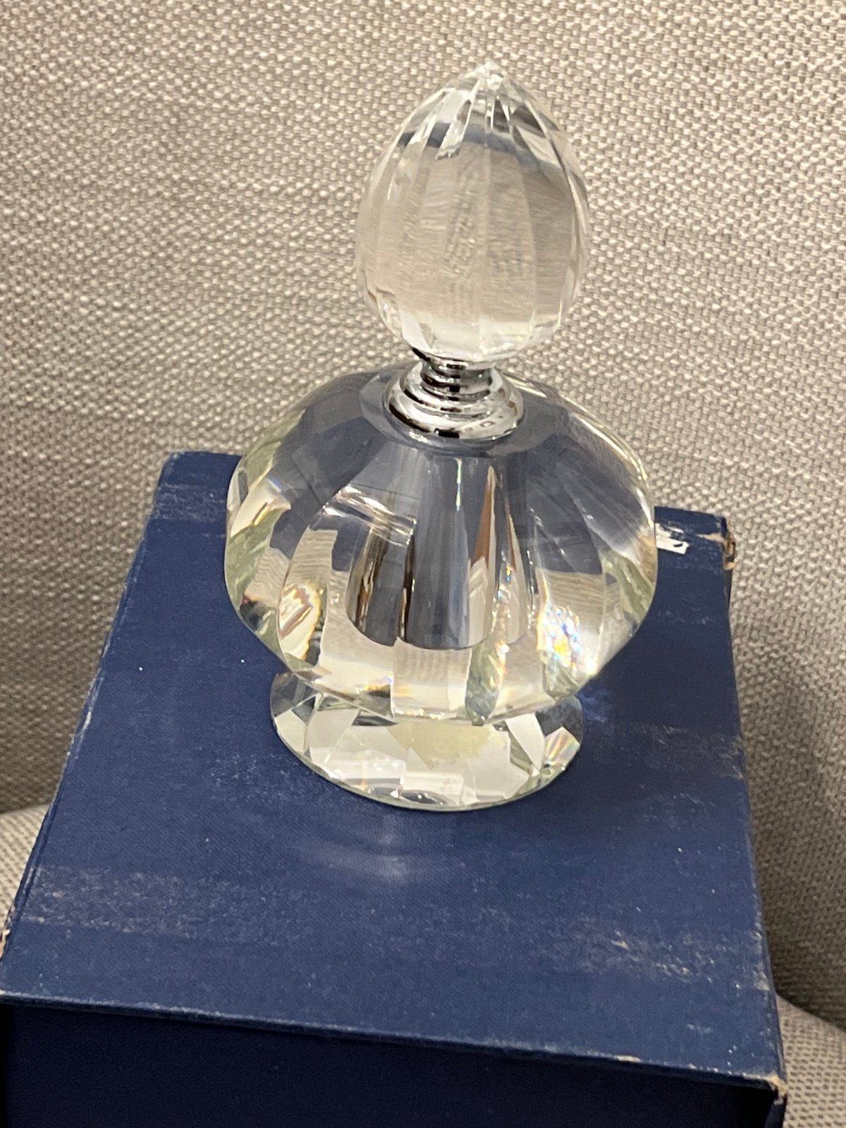 Vintage Heavy Crystal Perfume Bottle in Box