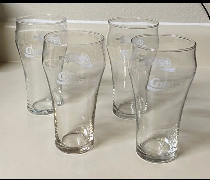 Cool Vintage 1970s Coca Cola White Logo Glasses