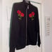 Gorgeous London made embroidered roses off white styled thick zipper front green