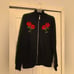 Gorgeous London made embroidered roses off white styled thick zipper front green